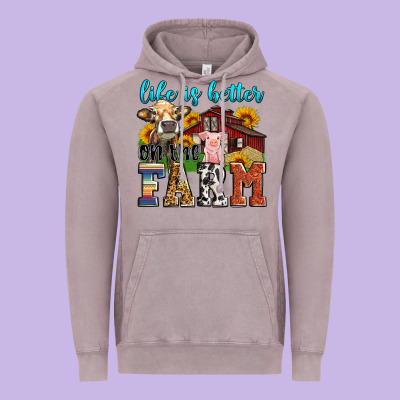 Life Is Better On The Farm Vintage Hoodie Designed By Zillion Design Studio