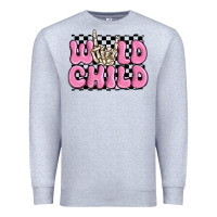 Heather Grey wild child pink skeleton Premium Sweatshirt - MaliasSmallBusiness