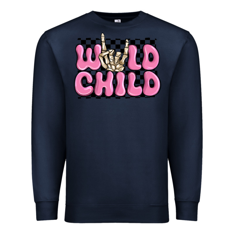 Wild Child Pink Skeleton Premium Sweatshirt by MaliasSmallBusiness | Teevron