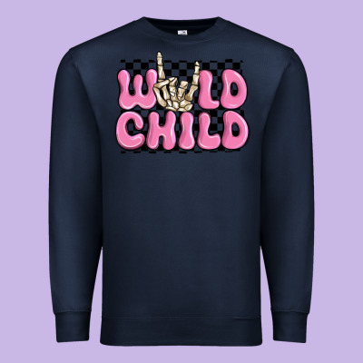 Wild Child Pink Skeleton Premium Sweatshirt Designed By Maliassmallbusiness