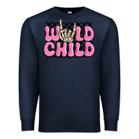 Navy wild child pink skeleton Premium Sweatshirt - MaliasSmallBusiness