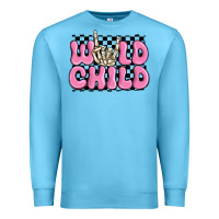Ocean Blue wild child pink skeleton Premium Sweatshirt - MaliasSmallBusiness