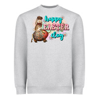 Heather Grey Happy Easter Day rodeo Easter Day Heavyweight Sweatshirt - CowGirlArtShop