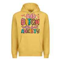Antique Gold bad bitch with bad anxiety Premium Hoodie - Artiststas