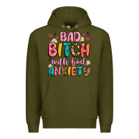Army Green bad bitch with bad anxiety Premium Hoodie - Artiststas