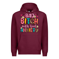 Burgundy bad bitch with bad anxiety Premium Hoodie - Artiststas