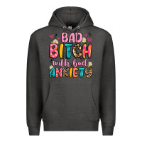 Charcoal Heather bad bitch with bad anxiety Premium Hoodie - Artiststas