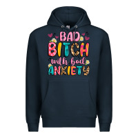 Navy bad bitch with bad anxiety Premium Hoodie - Artiststas