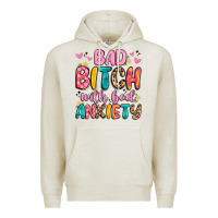 Oatmeal Heather bad bitch with bad anxiety Premium Hoodie - Artiststas