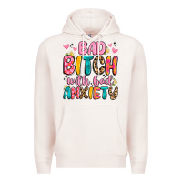 Pale Pink bad bitch with bad anxiety Premium Hoodie - Artiststas