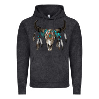 Vintage Black boho bull skull Vintage Hoodie - RanaPortraitStore