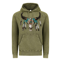 Vintage Olive boho bull skull Vintage Hoodie - RanaPortraitStore