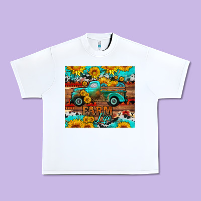 Western Farm Life Truck Sunflowers  Mousepad Urban Heavy Tee Designed By Hra Design Shop