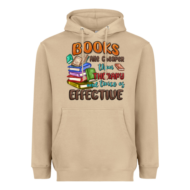 Books Are Cheaper Than Therapy Heavyweight Hoodie by MaliasSmallBusiness | Teevron