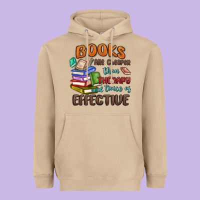 Books Are Cheaper Than Therapy Heavyweight Hoodie Designed By Maliassmallbusiness