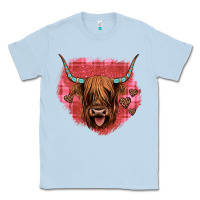 Dusty Blue highland cow valentines Classic Tee - JahusDesignShop