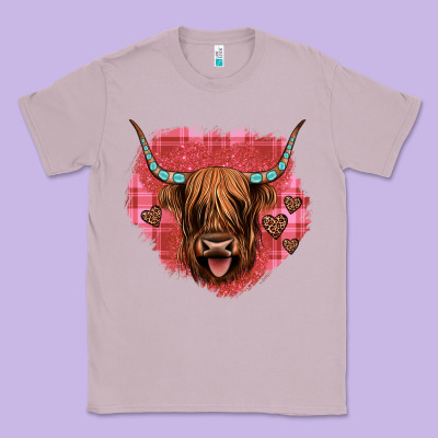 Highland Cow Valentines Classic Tee Designed By Jahusdesignshop