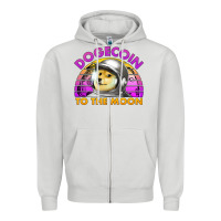 Dove Grey doge coin to the moon 80's retro sunset Zipper Hoodie - Jasminsmagicworld