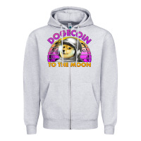 Heather Grey doge coin to the moon 80's retro sunset Zipper Hoodie - Jasminsmagicworld