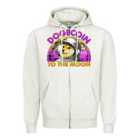 Oatmeal Heather doge coin to the moon 80's retro sunset Zipper Hoodie - Jasminsmagicworld