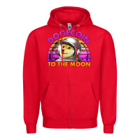 Red doge coin to the moon 80's retro sunset Zipper Hoodie - Jasminsmagicworld