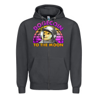 Smoke doge coin to the moon 80's retro sunset Zipper Hoodie - Jasminsmagicworld