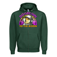 Sports Green doge coin to the moon 80's retro sunset Zipper Hoodie - Jasminsmagicworld