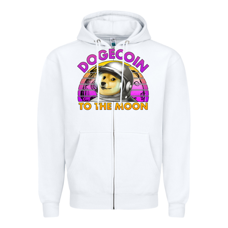 Doge Coin To The Moon 80's Retro Sunset Zipper Hoodie by Jasminsmagicworld | Teevron