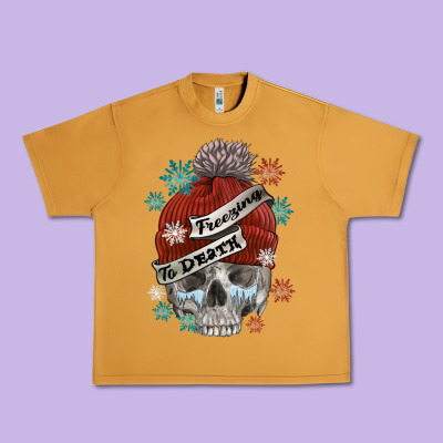 Freezing To Death Skull Urban Heavy Tee Designed By Fadigitalartstudio