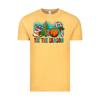 Vintage Mustard Tis The Season Christmas With Basketball And Candy Cane Vintage Tee - FaDigitalArtStudio