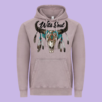 Wild Soul Boho Skull Vintage Hoodie Designed By Ranaportraitstore