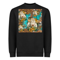 Sunflowers Charolais Cow Seamless Pattern Heavyweight Sweatshirt | Teevron