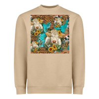 Mushroom sunflowers charolais cow seamless pattern Heavyweight Sweatshirt - HRA Design Shop