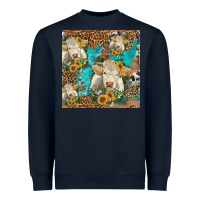 Navy sunflowers charolais cow seamless pattern Heavyweight Sweatshirt - HRA Design Shop