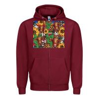 Burgundy western cactus sunflower highlands cow Zipper Hoodie - BarkalooDesign