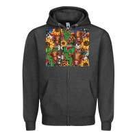 Charcoal Heather western cactus sunflower highlands cow Zipper Hoodie - BarkalooDesign