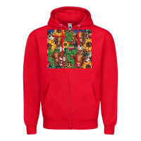 Red western cactus sunflower highlands cow Zipper Hoodie - BarkalooDesign