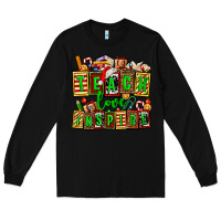 Black teach love inspire with Christmas and teacher elements Long Sleeve Tee - AdoDesignShop
