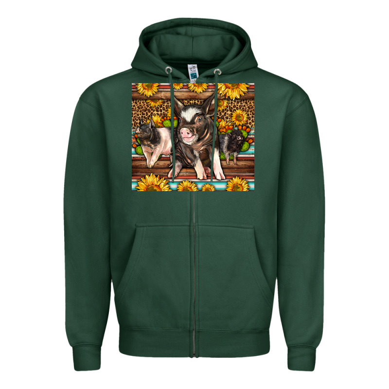 Western Cute Hampshire Pigs Zipper Hoodie by LillyAllenDesigns | Teevron