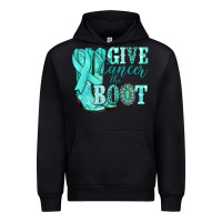 Black Give Cancer the boot Ovarian Cancer teal ribbon Urban Hoodie - NancyCooperArtShop