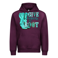 Mauve Wine Give Cancer the boot Ovarian Cancer teal ribbon Urban Hoodie - NancyCooperArtShop