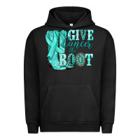 Pigment Black Give Cancer the boot Ovarian Cancer teal ribbon Urban Hoodie - NancyCooperArtShop