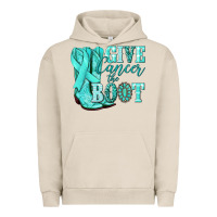 Pigment French Oak Give Cancer the boot Ovarian Cancer teal ribbon Urban Hoodie - NancyCooperArtShop