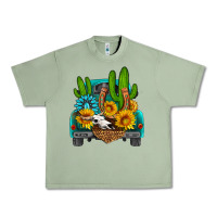 Oil Green western truck Horseshoe Urban Heavy Tee - HRA Design Shop