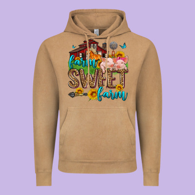 Farm Sweet Farm Vintage Hoodie Designed By Zillion Design Studio