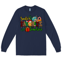Navy santa's favorite teacher Long Sleeve Tee - AdoDesignShop