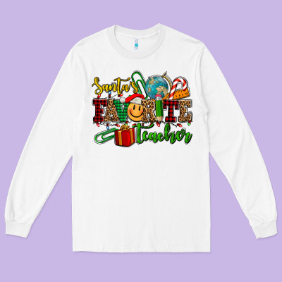 Santa's Favorite Teacher Long Sleeve Tee Designed By Adodesignshop
