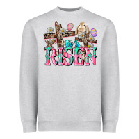 Heather Grey He is risen Easter Day Heavyweight Sweatshirt - CowGirlArtShop