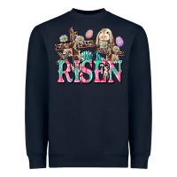 Navy He is risen Easter Day Heavyweight Sweatshirt - CowGirlArtShop