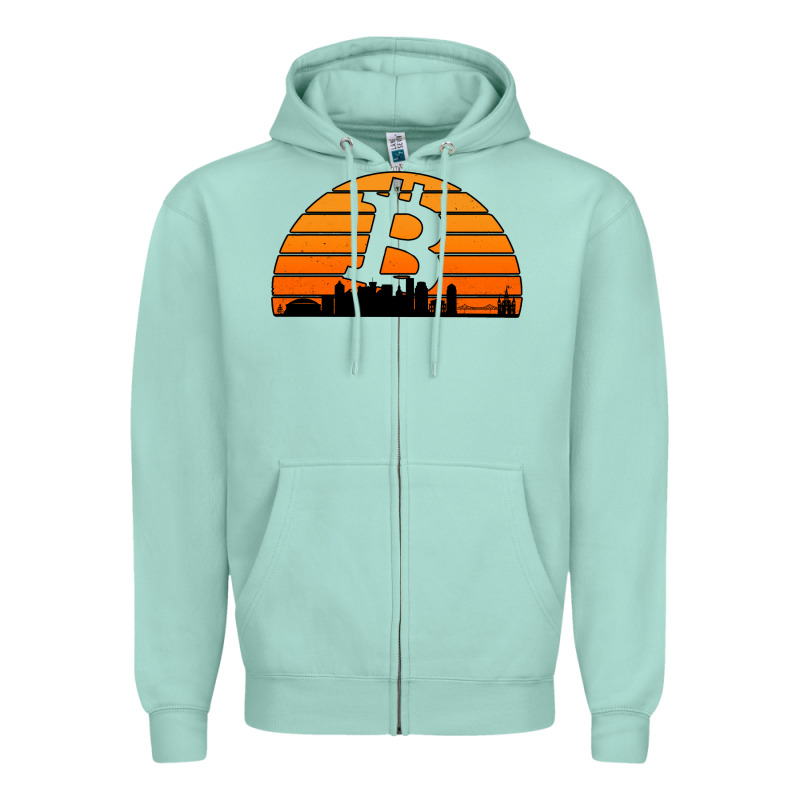 Bitcoin New Orleans Retro Sunset Zipper Hoodie by Jasminsmagicworld | Teevron